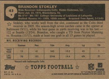 2006 Topps Heritage - Black Backs #43 Brandon Stokley Back