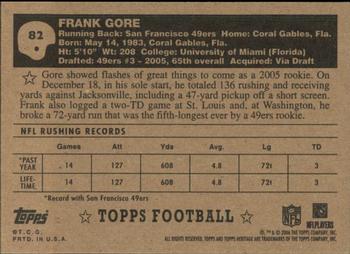2006 Topps Heritage - Black Backs #82 Frank Gore Back