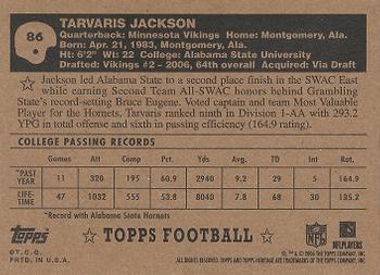 2006 Topps Heritage - Black Backs #86 Tarvaris Jackson Back
