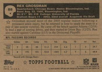 2006 Topps Heritage - Black Backs #88 Rex Grossman Back