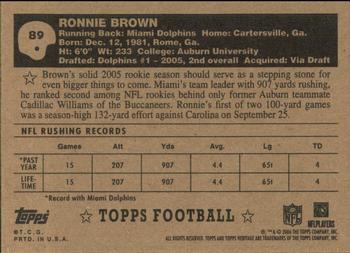 2006 Topps Heritage - Black Backs #89 Ronnie Brown Back