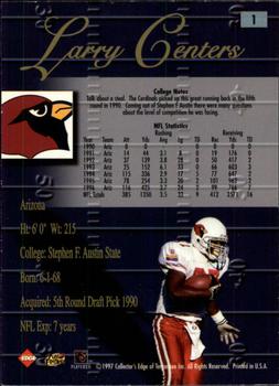 1998 Collector's Edge Advantage #1 Larry Centers Back