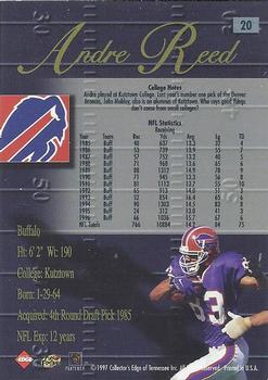 1998 Collector's Edge Advantage #20 Andre Reed Back