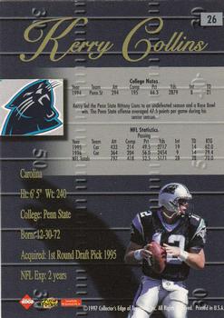 1998 Collector's Edge Advantage #26 Kerry Collins Back