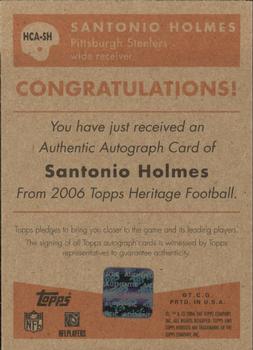 2006 Topps Heritage - In the Cards Autographs #HCA-SH Santonio Holmes Back