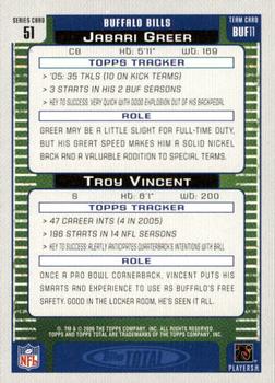 2006 Topps Total - Black #51 Jabari Greer / Troy Vincent Back