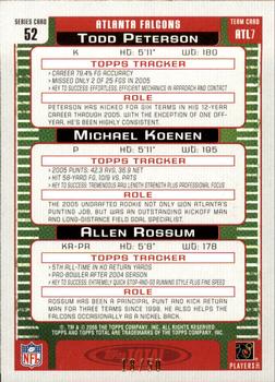 2006 Topps Total - Black #52 Allen Rossum / Todd Peterson / Michael Koenen Back