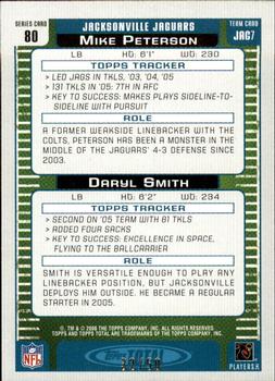 2006 Topps Total - Black #80 Daryl Smith / Mike Peterson Back