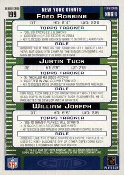 2006 Topps Total - Blue #199 Justin Tuck / William Joseph / Fred Robbins Back