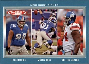 2006 Topps Total - Blue #199 Justin Tuck / William Joseph / Fred Robbins Front
