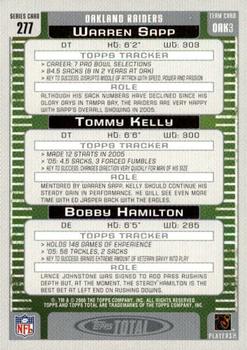 2006 Topps Total - Blue #277 Warren Sapp / Tommy Kelly / Bobby Hamilton Back