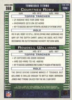 2006 Topps Total - Blue #360 Courtney Roby / Roydell Williams Back