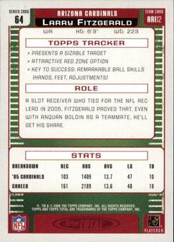 2006 Topps Total - Gold #64 Larry Fitzgerald Back
