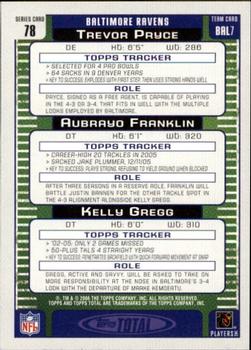 2006 Topps Total - Gold #78 Aubrayo Franklin / Kelly Gregg / Trevor Pryce Back