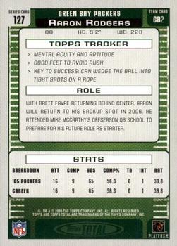 2006 Topps Total - Gold #127 Aaron Rodgers Back