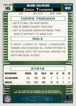 2006 Topps Total - Gold #145 Zach Thomas Back