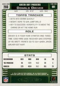 2006 Topps Total - Gold #203 Donald Driver Back