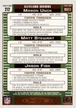 2006 Topps Total - Gold #212 Matt Stewart / Mason Unck / Jason Fisk Back
