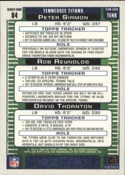 2006 Topps Total - Red #84 David Thornton / Rob Reynolds / Peter Sirmon Back