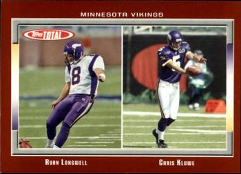 2006 Topps Total - Red #89 Chris Kluwe / Ryan Longwell Front