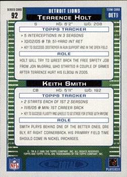 2006 Topps Total - Red #92 Keith Smith / Terrence Holt Back