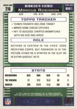 2006 Topps Total - Red #216 Marcus Robinson Back
