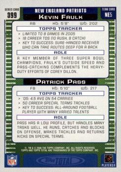 2006 Topps Total - Red #399 Patrick Pass / Kevin Faulk Back