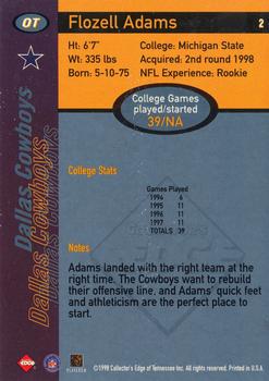 1998 Collector's Edge First Place #2 Flozell Adams Back