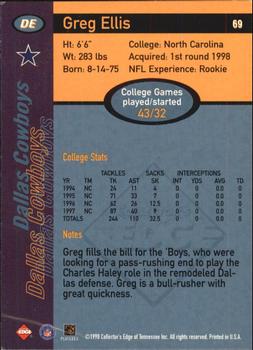 1998 Collector's Edge First Place #69 Greg Ellis Back