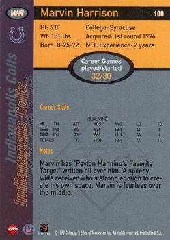1998 Collector's Edge First Place #100 Marvin Harrison Back