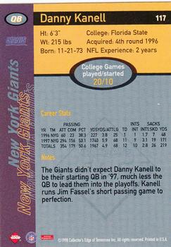 1998 Collector's Edge First Place #117 Danny Kanell Back