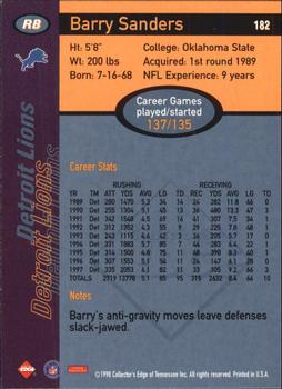 1998 Collector's Edge First Place #182 Barry Sanders Back