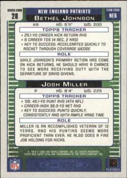 2006 Topps Total - Silver #28 Bethel Johnson / Josh Miller Back