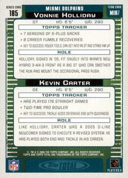 2006 Topps Total - Silver #185 Vonnie Holliday / Kevin Carter Back