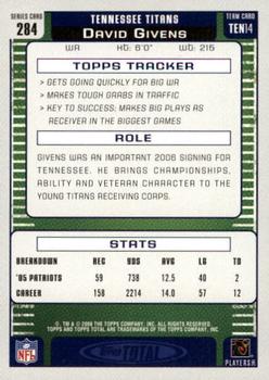 2006 Topps Total - Silver #284 David Givens Back