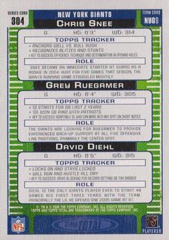 2006 Topps Total - Silver #304 Chris Snee / David Diehl / Grey Ruegamer Back