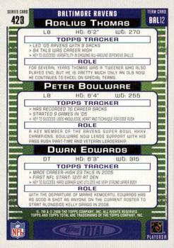2006 Topps Total - Silver #423 Adalius Thomas / Dwan Edwards / Peter Boulware Back
