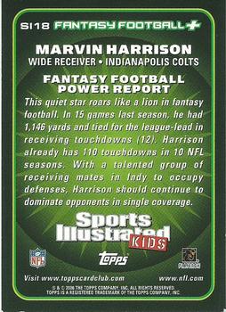 2006 Topps Total - Sports Illustrated for Kids #SI18 Marvin Harrison Back