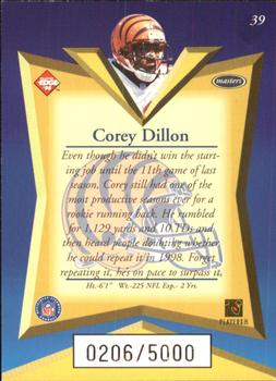 1998 Collector's Edge Masters #39 Corey Dillon Back