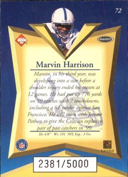 1998 Collector's Edge Masters #72 Marvin Harrison Back
