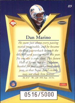 1998 Collector's Edge Masters #89 Dan Marino Back
