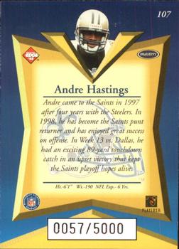1998 Collector's Edge Masters #107 Andre Hastings Back