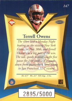 1998 Collector's Edge Masters #147 Terrell Owens Back