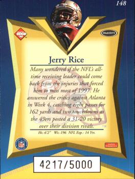 1998 Collector's Edge Masters #148 Jerry Rice Back