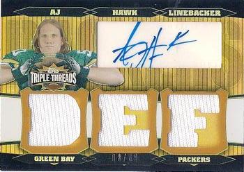 2006 Topps Triple Threads - Autographed Relic Gold #TTRA-26 A.J. Hawk Front