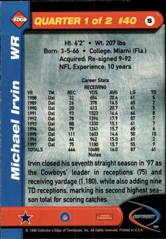 1998 Collector's Edge Odyssey #40 Michael Irvin Back