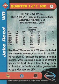 1998 Collector's Edge Odyssey #82 Jake Reed Back