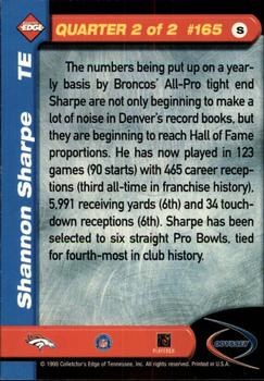 1998 Collector's Edge Odyssey #165 Shannon Sharpe Back