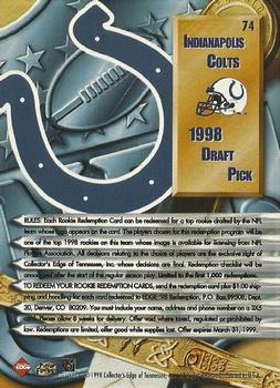 1998 Collector's Edge Supreme Season Review #74 Indianapolis Colts Back