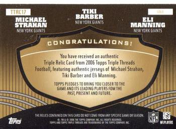 2006 Topps Triple Threads - Relic Combos Gold #TTRC17 Eli Manning / Tiki Barber / Michael Strahan Back
